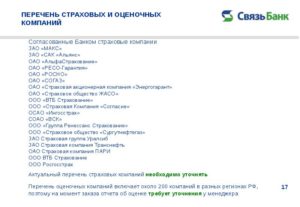 ВТБ 24: список оценочных компаний аккредитованных банком